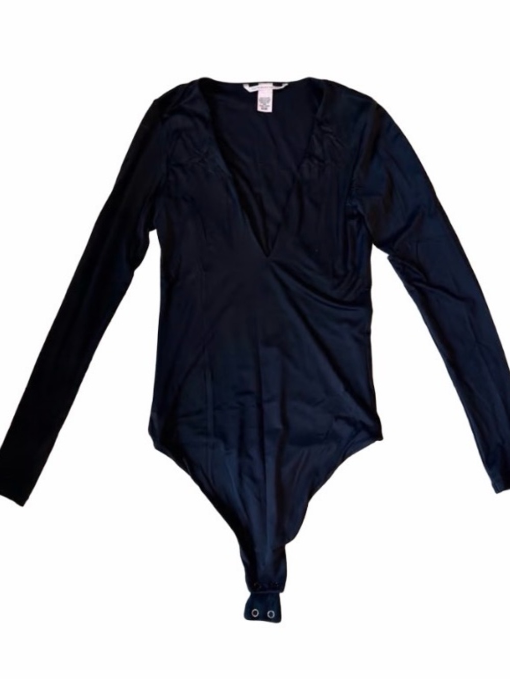 Victoria's Secret Black Long Sleeve Plunge Bodysuit